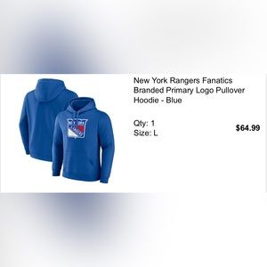 New York Rangers pullover hooded sweatshirt